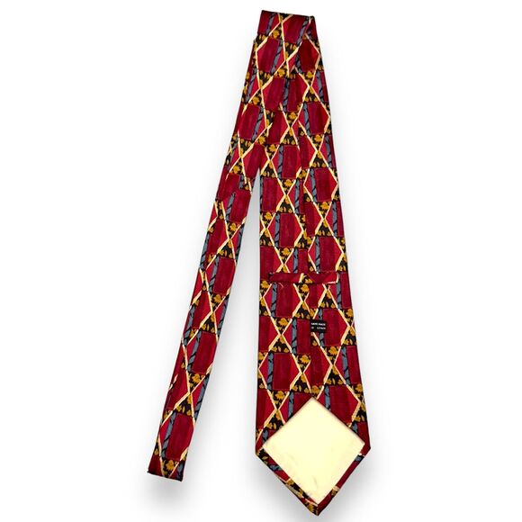 Boutique Mens 100% Silk Dress Tie Made in‎ Spain Geometric Print 58" 4" - Picture 3 of 8